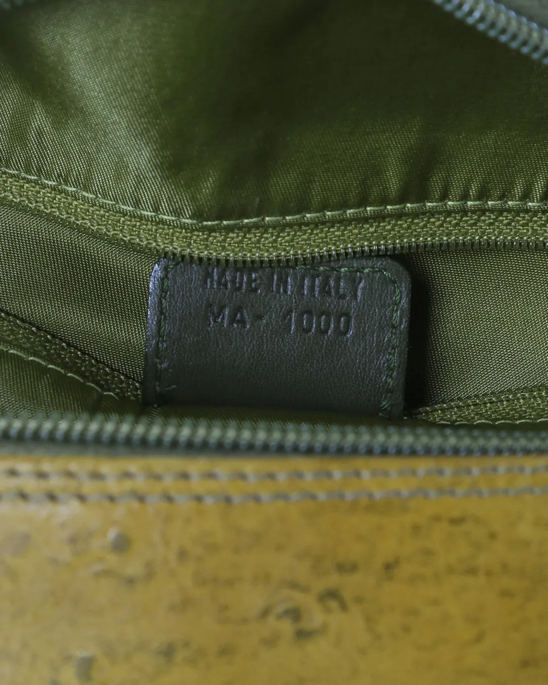 CHRISTIAN DIOR Olive Green Ostrich Leather Medium Saddle Bowler Bag