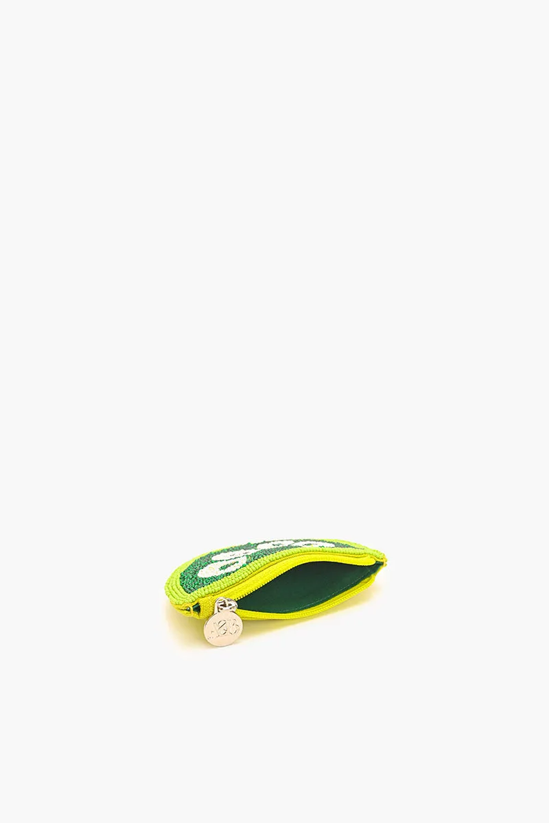 Citrus Splash Beaded Pouch - Lime