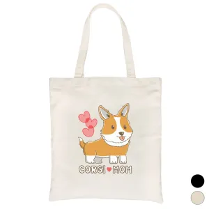 Corgi Mom Canvas Shoulder Bag Cute Gift For Corgi Owners Tote Bag