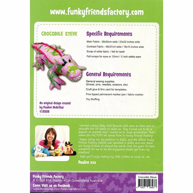 Crocodile Steve Funky Friends Factory Pattern
