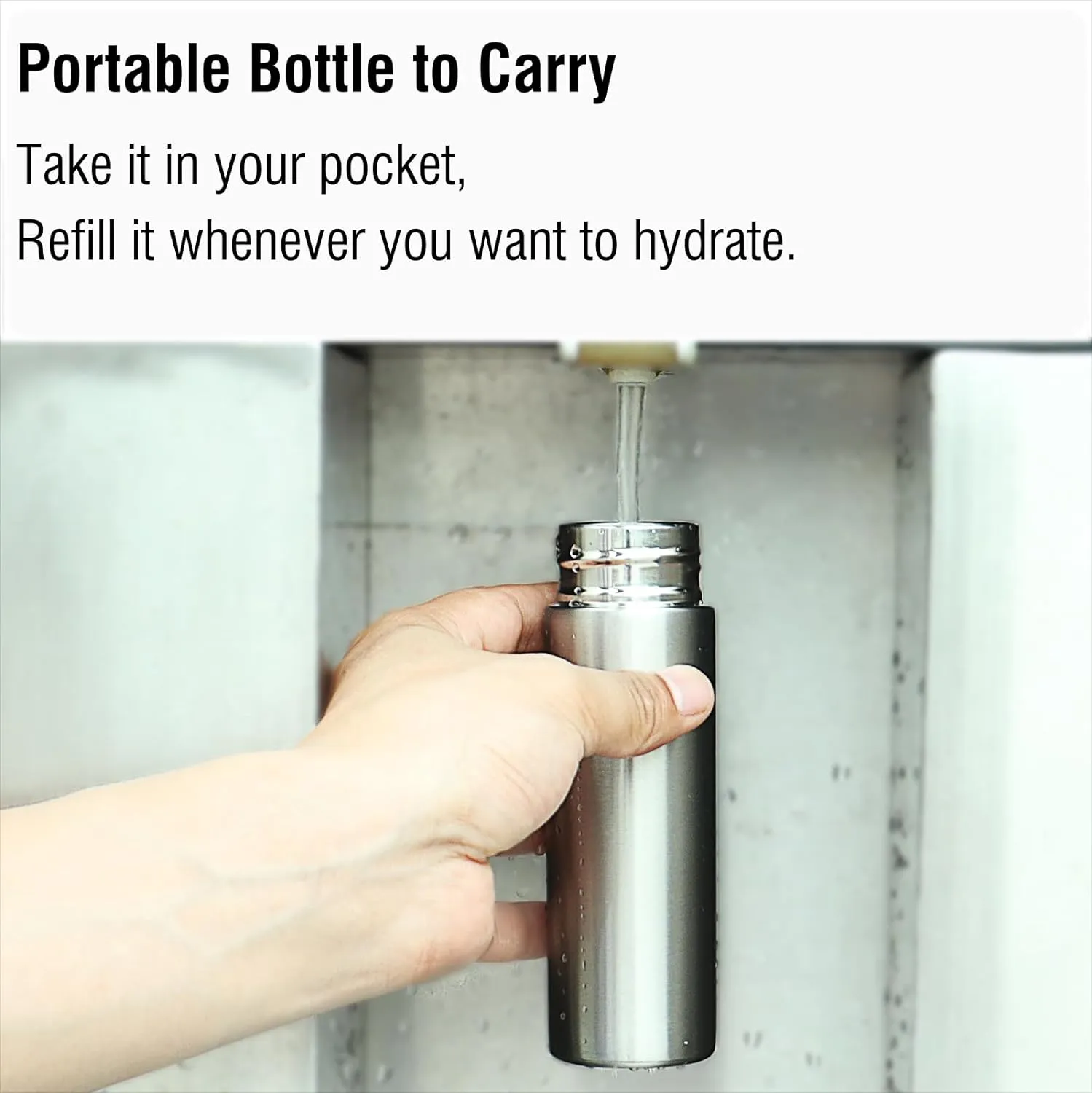 Cute Small Purse Water Bottle, 4.4 Fl. Oz, Mini Slim Flask for Kids Lunchbox, Portable Skinny Handbag Water Bottle, Vacuum Insulated Reusable Leak Proof Stainless Steel Hydroflask Thermos