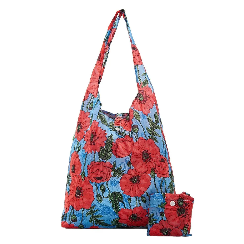 Eco Chic Blue Poppies Shopper