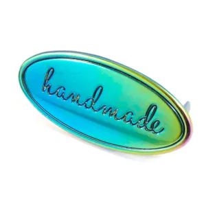 Emmaline Oval Handmade Bag Label - Rainbow