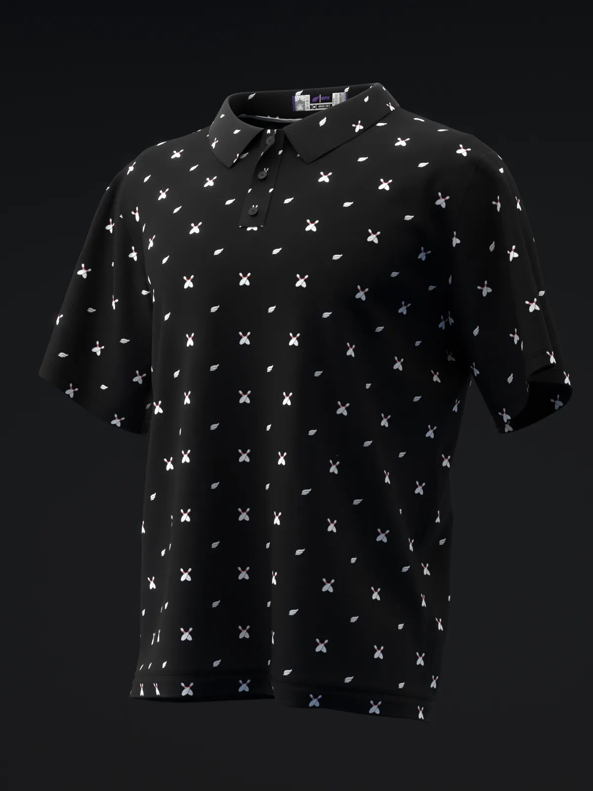 FAIRWAYS - BOWLING PINS - BLACK - BOWLING POLO