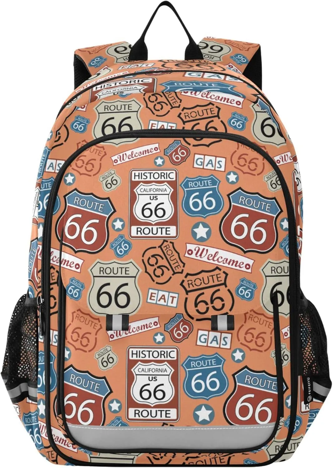 Fisyme Route 66 School Backpack Laptop Backpacks Bags Bookbag Travel Casual Computer Notebooks Daypacks