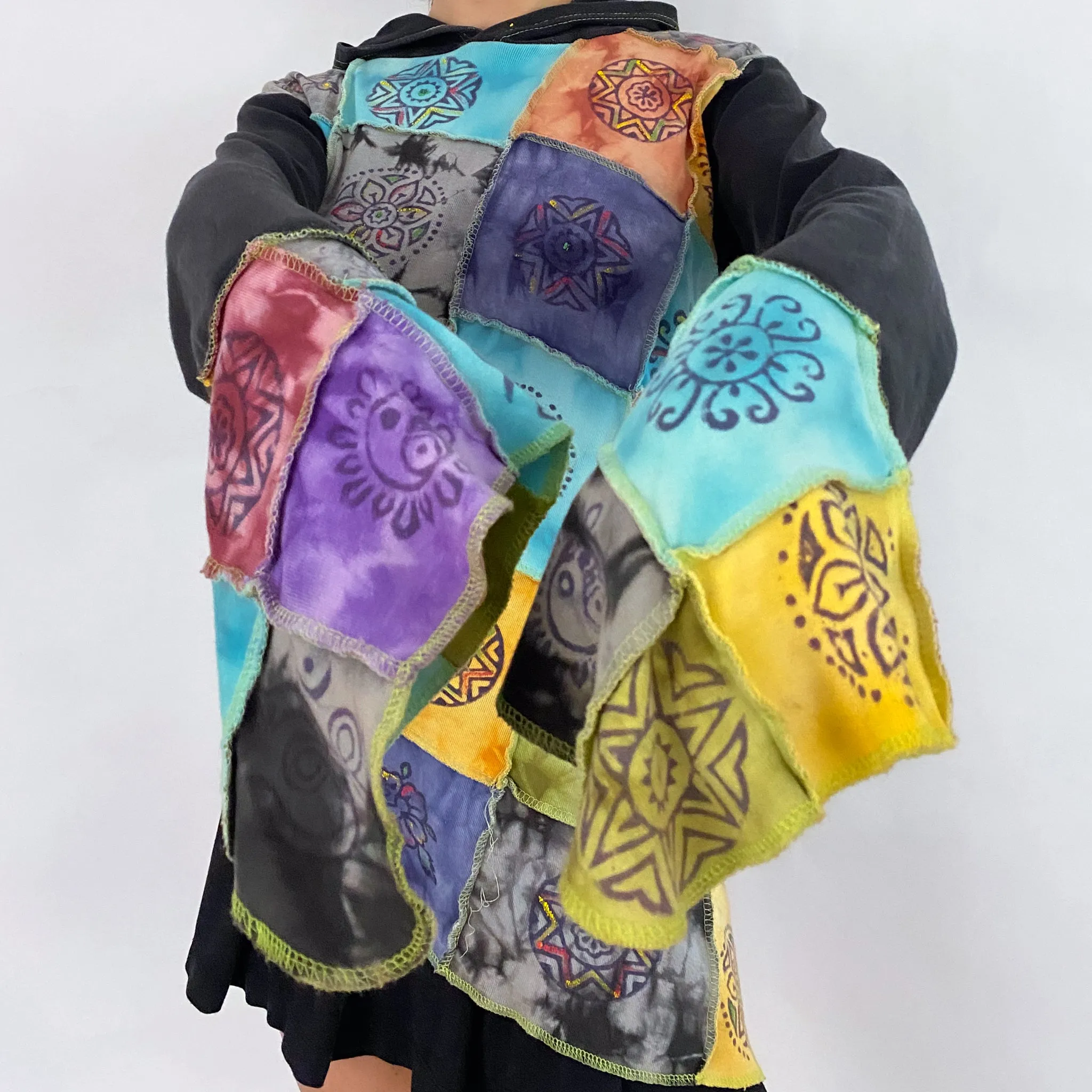 Funky Patchwork Tie Dye Top - M/L