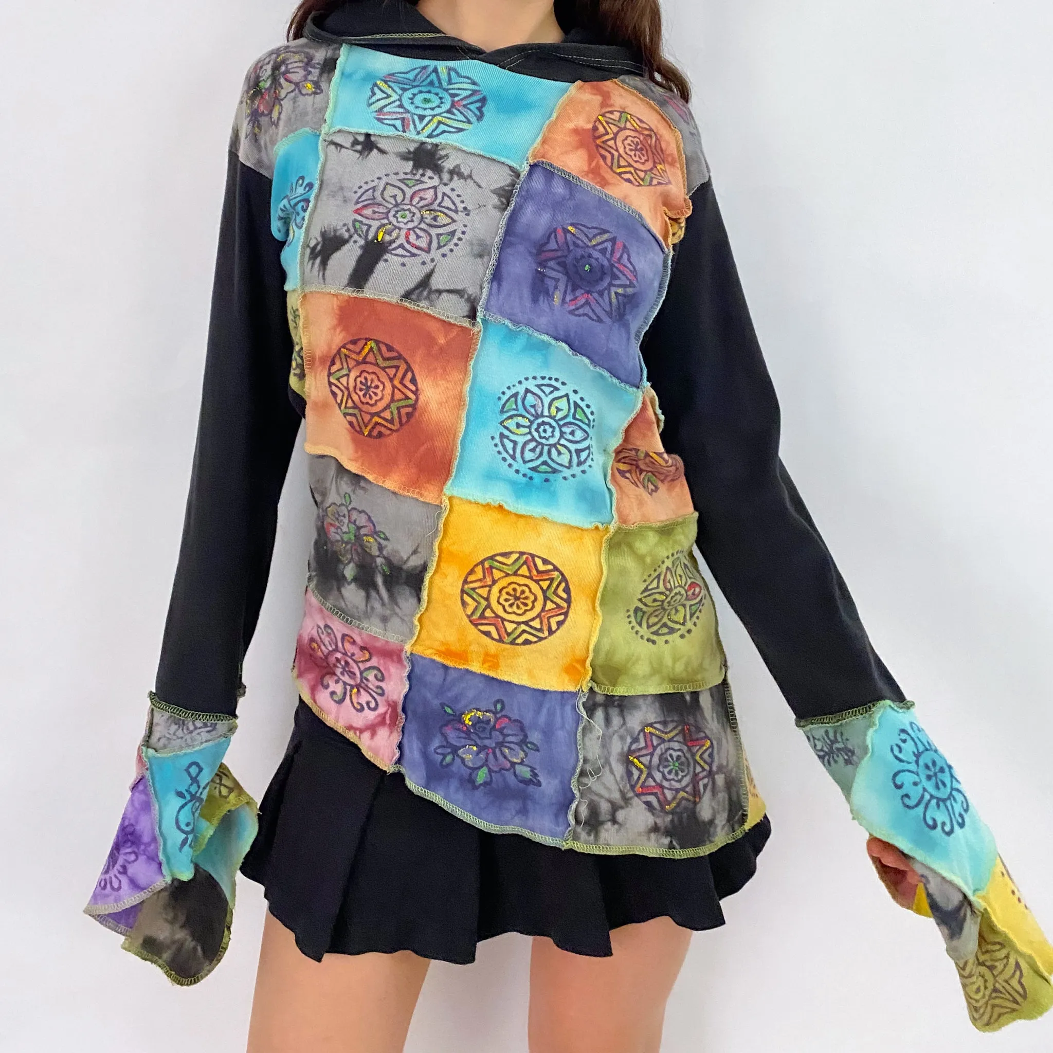 Funky Patchwork Tie Dye Top - M/L