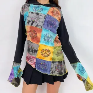 Funky Patchwork Tie Dye Top - M/L