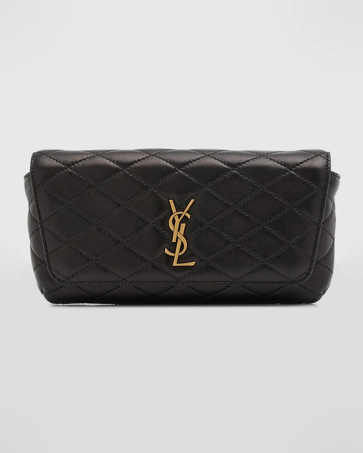 Gaby Phone Holder YSL Crossbody Bag in Quilted Smooth Leather