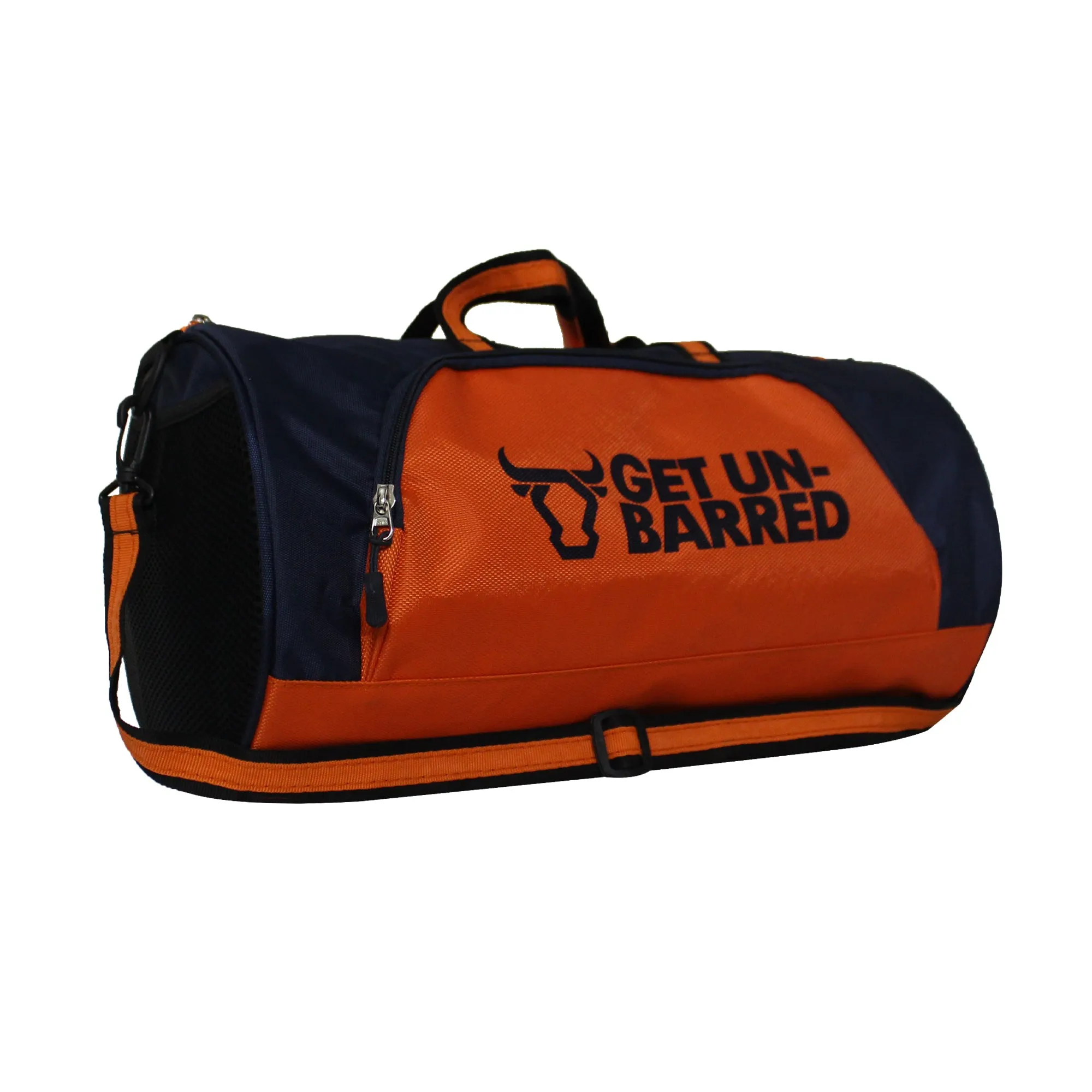 Get-Un-Barred Discover Duffle Bag for Gym & Sports with Side Pocket (Navy Blue  Orange))