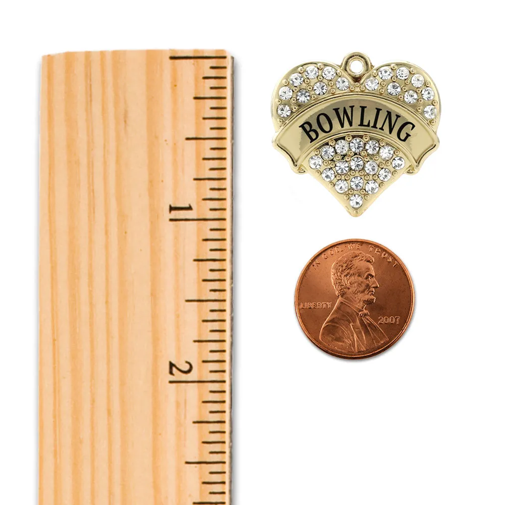 Gold Bowling Pave Heart Charm Snowman Ornament