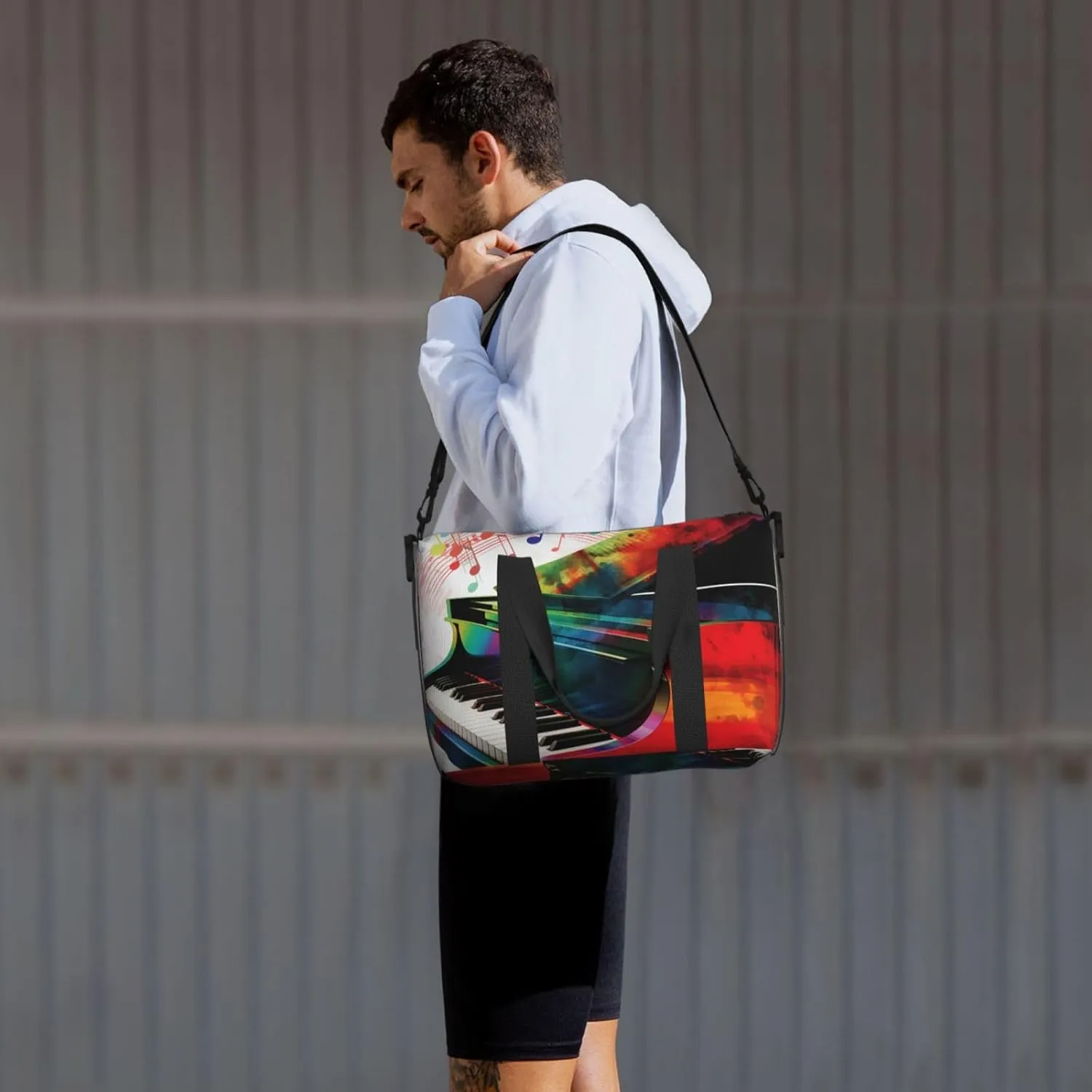 Gym Bags Small Colorful Piano Keyboard Duffel Bag Overnight Bag with Shoe Compartment Carryon Bag for Men Women