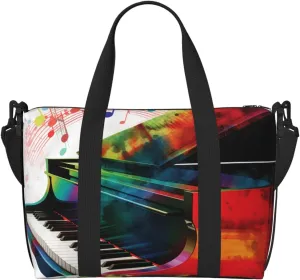 Gym Bags Small Colorful Piano Keyboard Duffel Bag Overnight Bag with Shoe Compartment Carryon Bag for Men Women