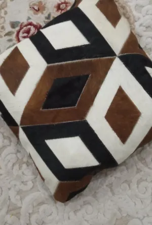 Handcrafted Patchwork Cowhide Throw Pillow Set Of 2