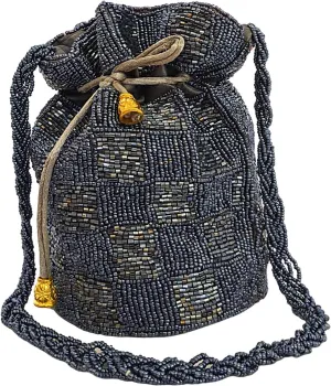 Handmade Indian Potli Bags For Women, Beaded Drawstring Purse, Peaded Purse, Wristlet Purses For Women