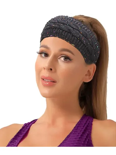 Headband Knitted /Fleece Inside One Size Dark Grey rhbkdg