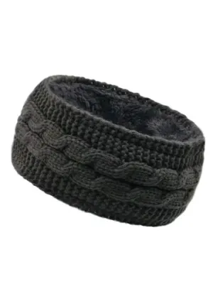 Headband Knitted /Fleece Inside One Size Dark Grey rhbkdg