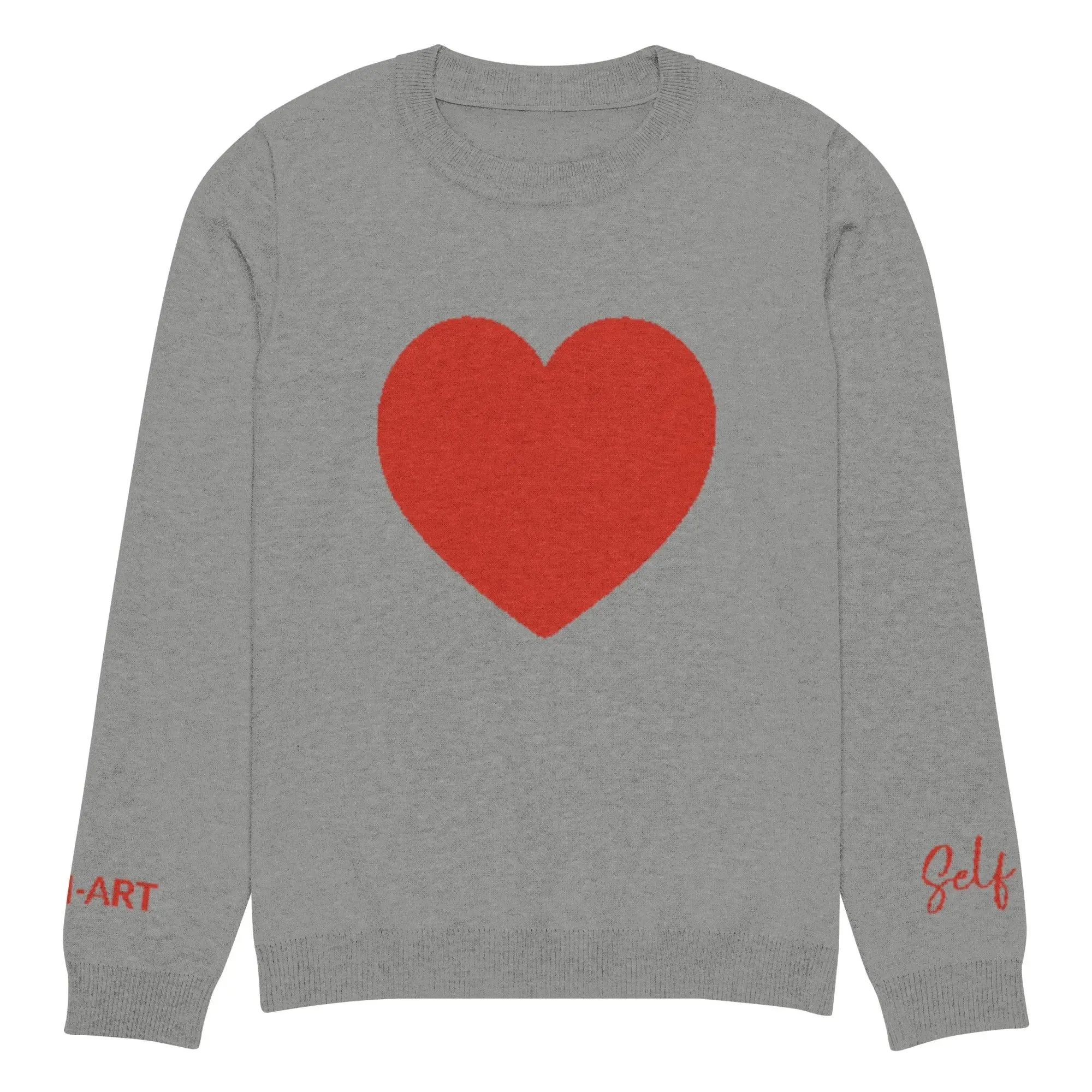 Heart - Knitted crew neck sweater GREY | crew neck knitted sweater