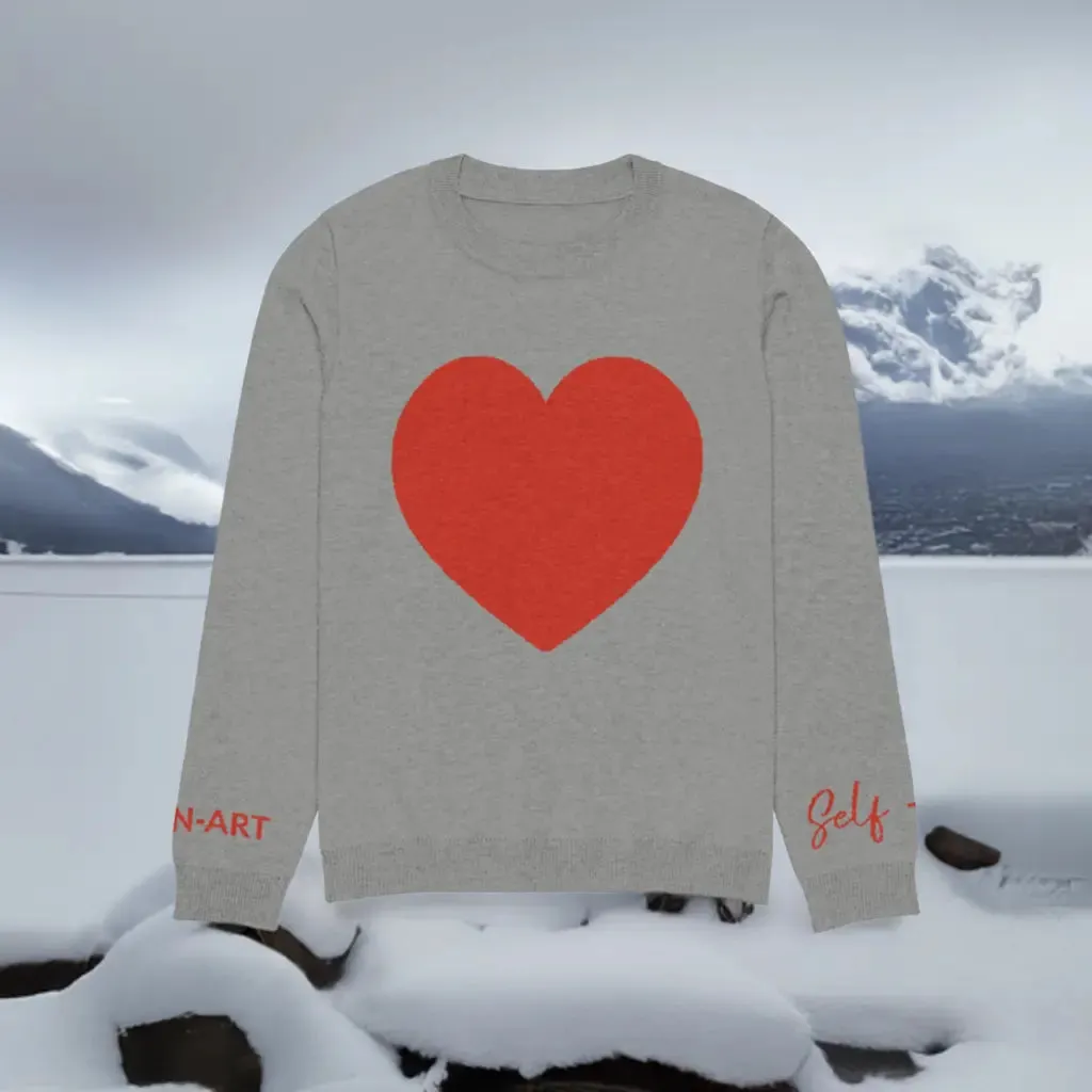 Heart - Knitted crew neck sweater GREY | crew neck knitted sweater
