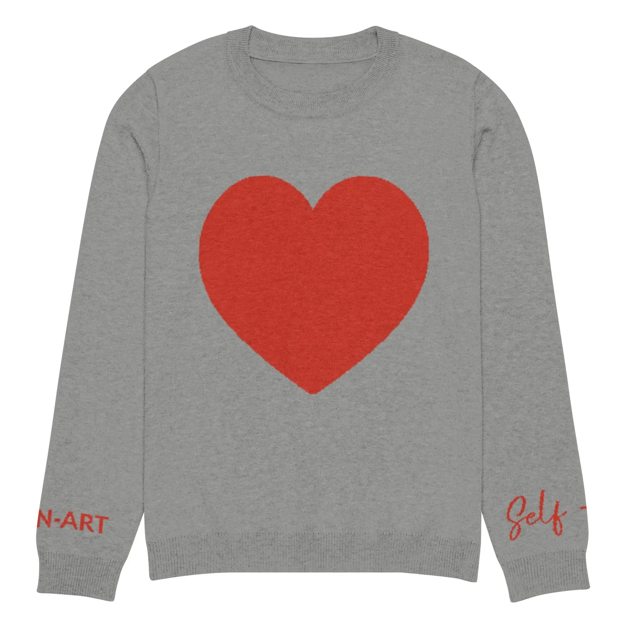 Heart - Knitted crew neck sweater GREY | crew neck knitted sweater