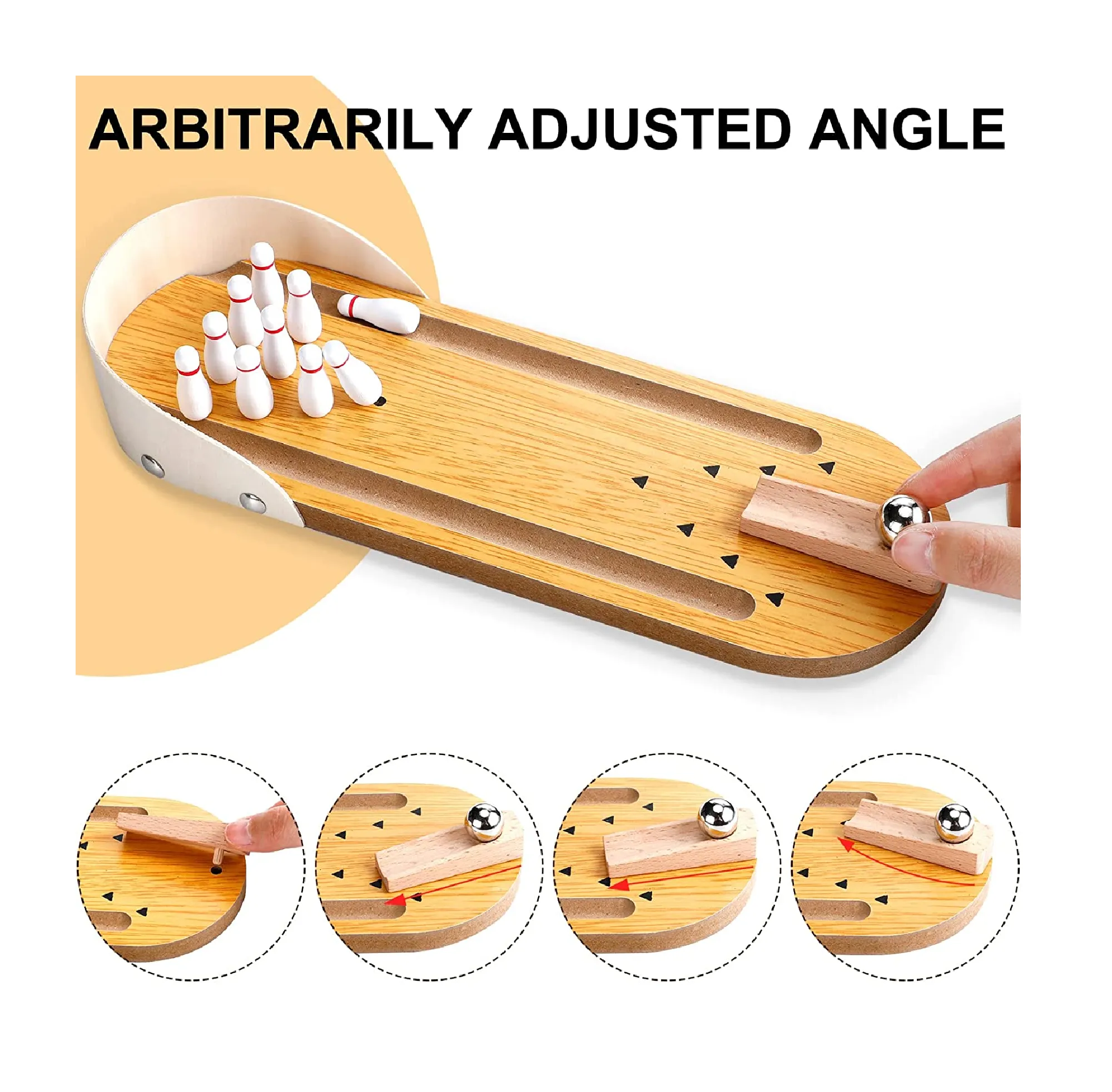 Jexine Table Top Mini Bowling Game Set and 2 Sets Cornhole Set Wooden Bowling Game Desk Toys Portable Mini Desktop Cornhole Fun Desktop Games Desk Gifts for Adults Kids Teens