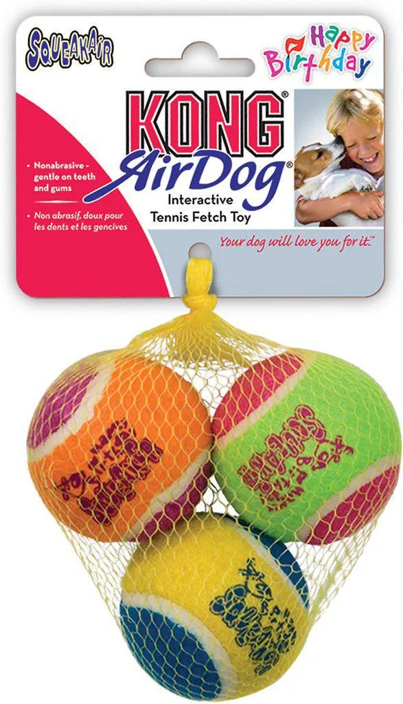 Kong Squeakair Birthday Balls Dog Toy, 3-pack, color varies
