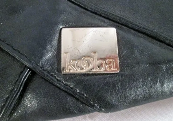 KOOBA soft leather ruched clutch purse evening bag BLACK TIE Bow strappy purse