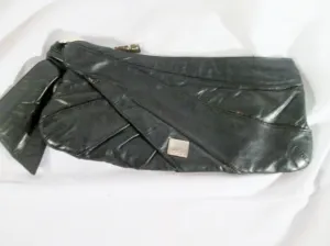 KOOBA soft leather ruched clutch purse evening bag BLACK TIE Bow strappy purse