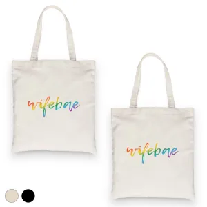 LGBT Wifebae Wifebae Rainbow BFF Matching Canvas Bags