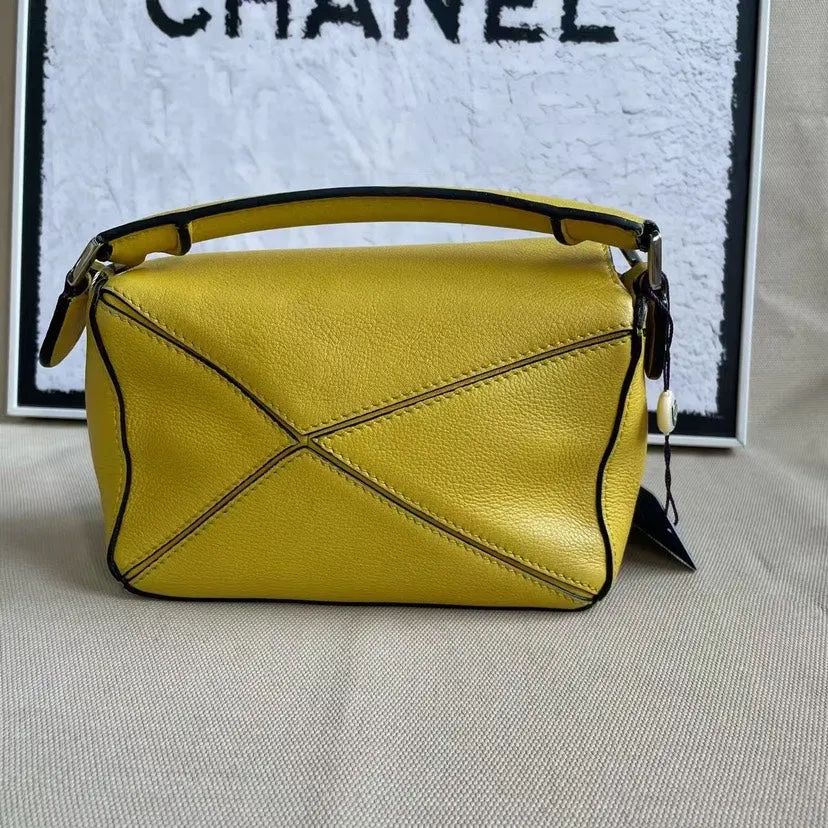 Loewe Puzzle Yellow Leather Shoulder Bag Medium