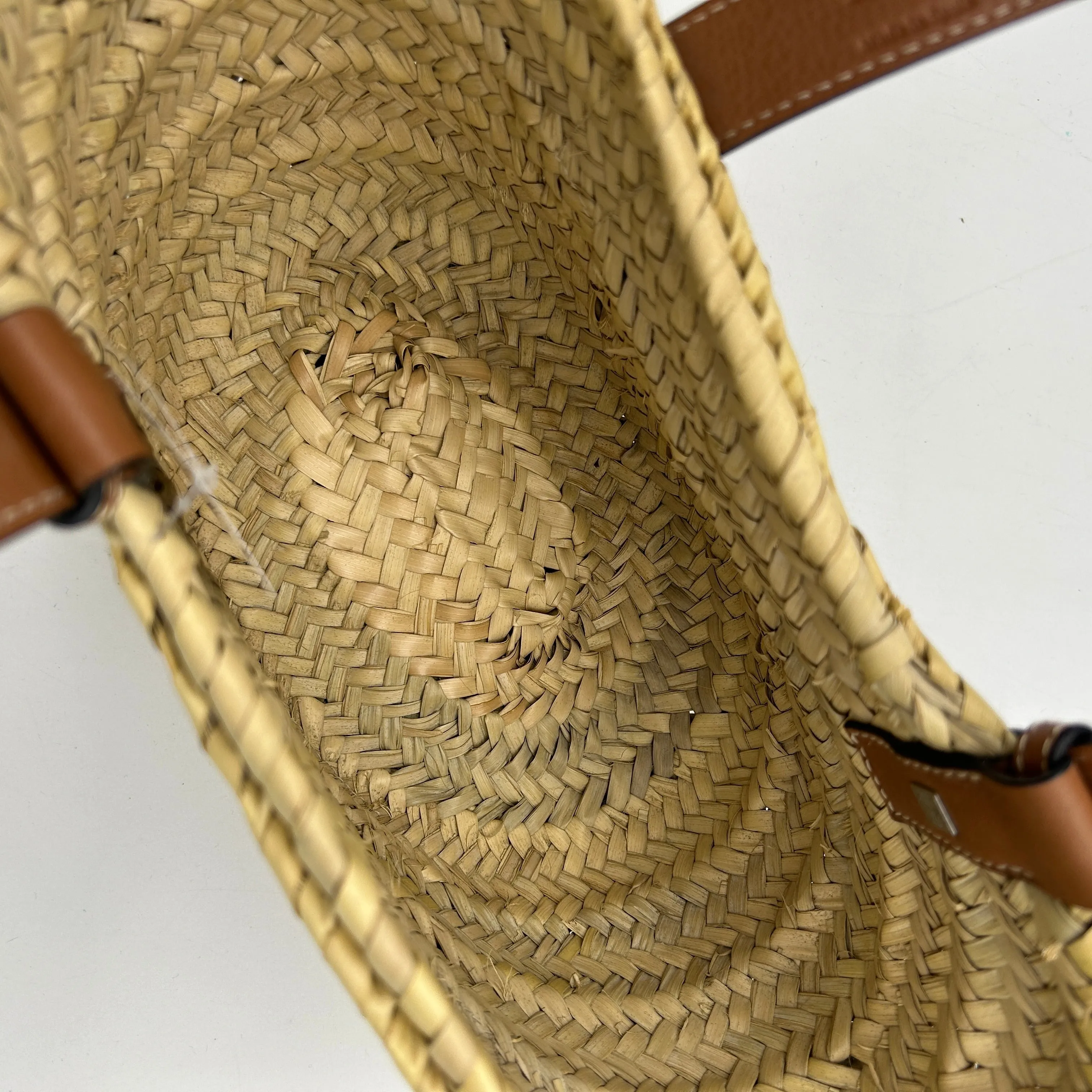Loewe Raffia Beige Brown Leather Tote Bag Medium