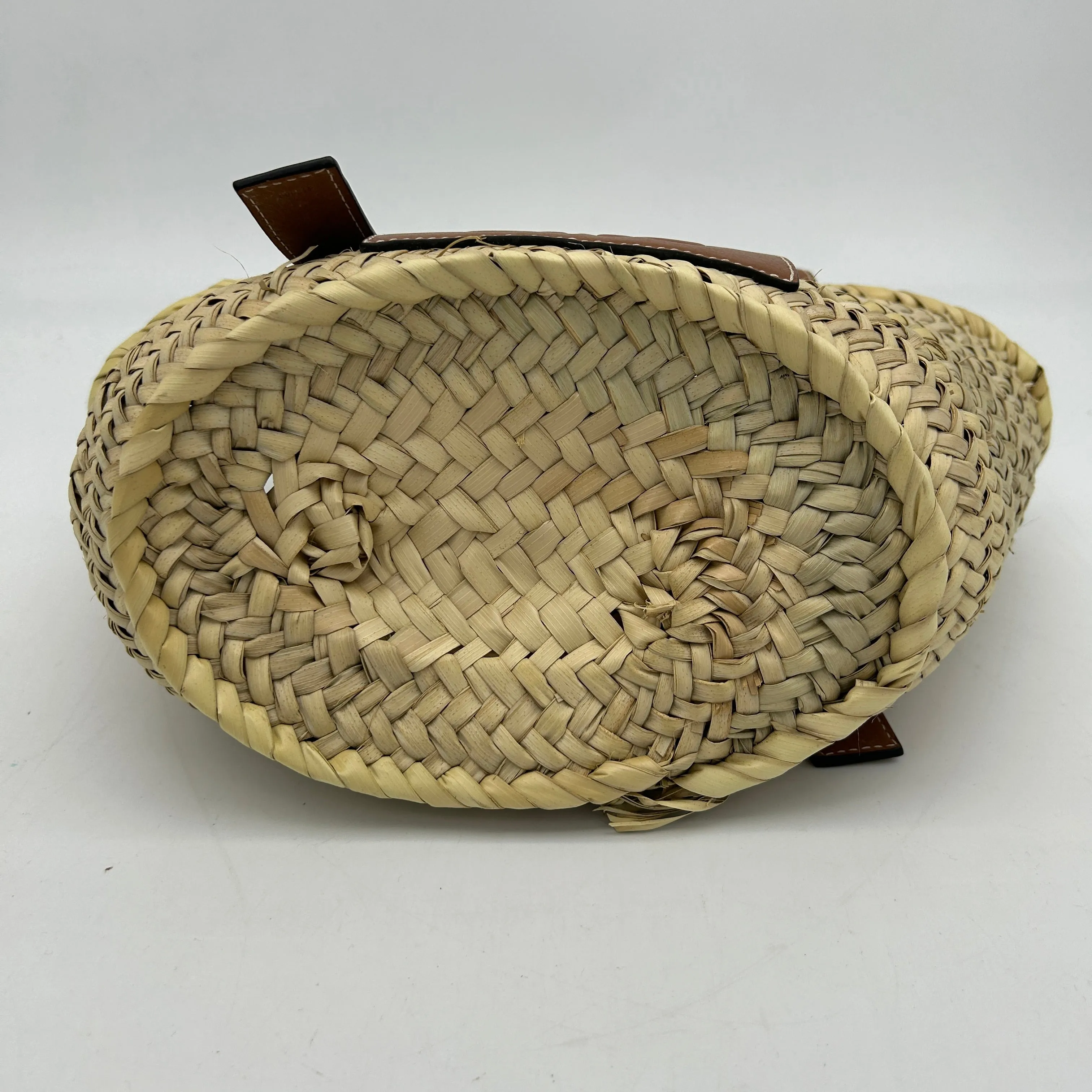 Loewe Raffia Beige Brown Leather Tote Bag Medium