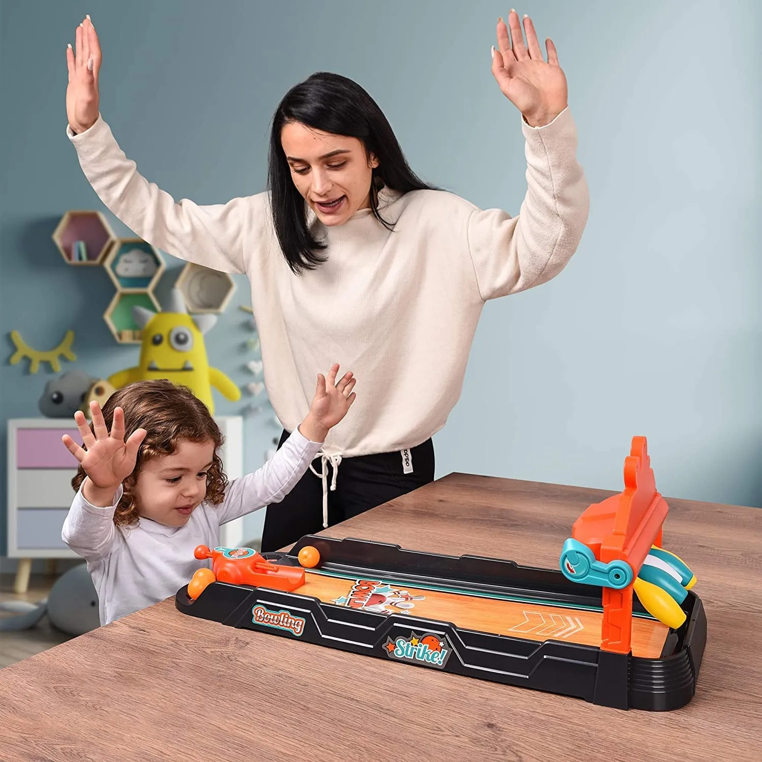 Mini Bowling Game Set Tabletop Practice Toy for Kids