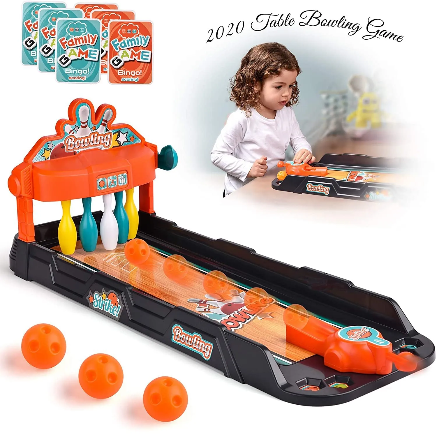 Mini Bowling Game Set Tabletop Practice Toy for Kids