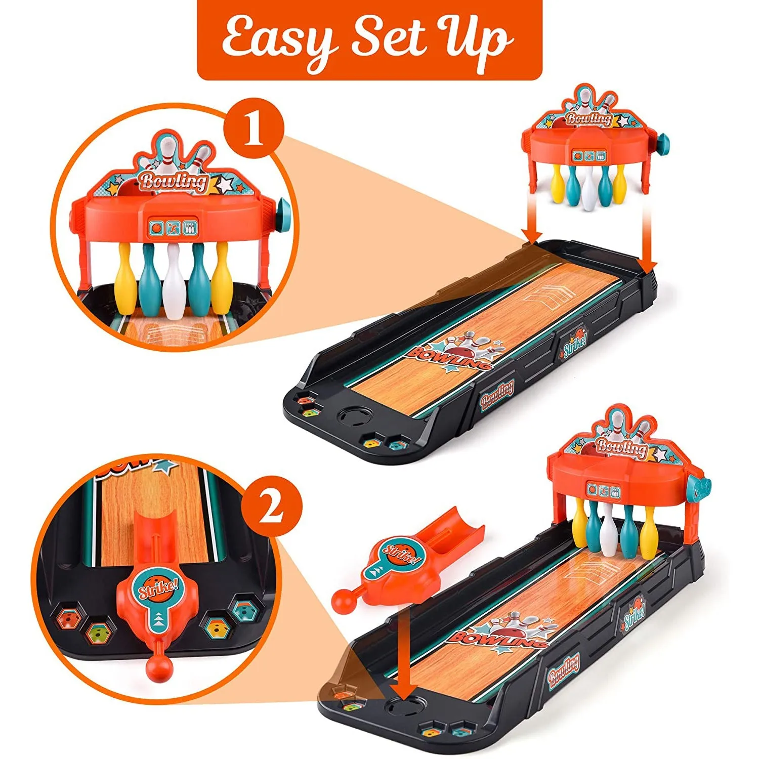 Mini Bowling Game Set Tabletop Practice Toy for Kids