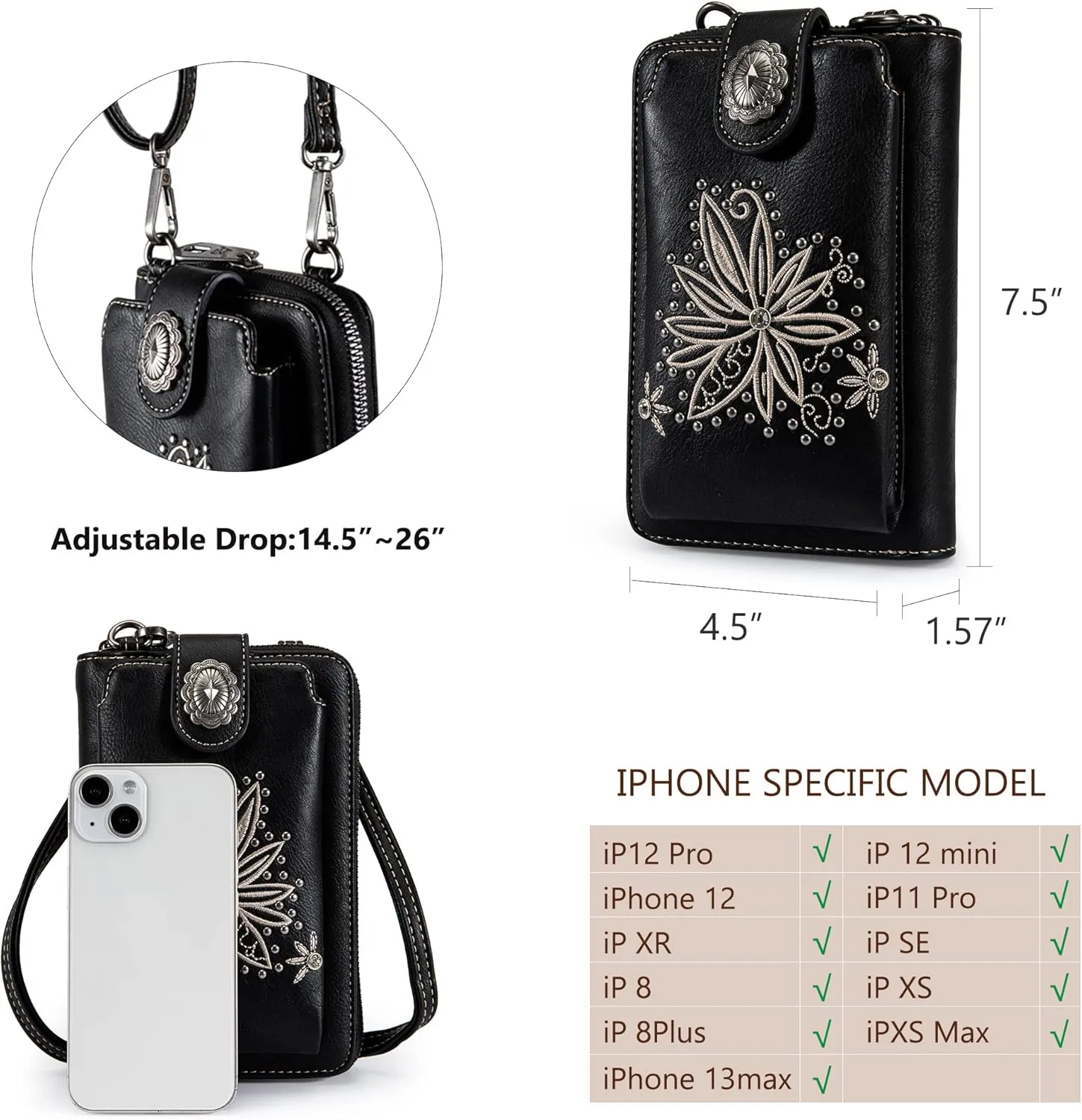 Montana West Small Crossbody Bags for Women Western Handbag with Cash Slots