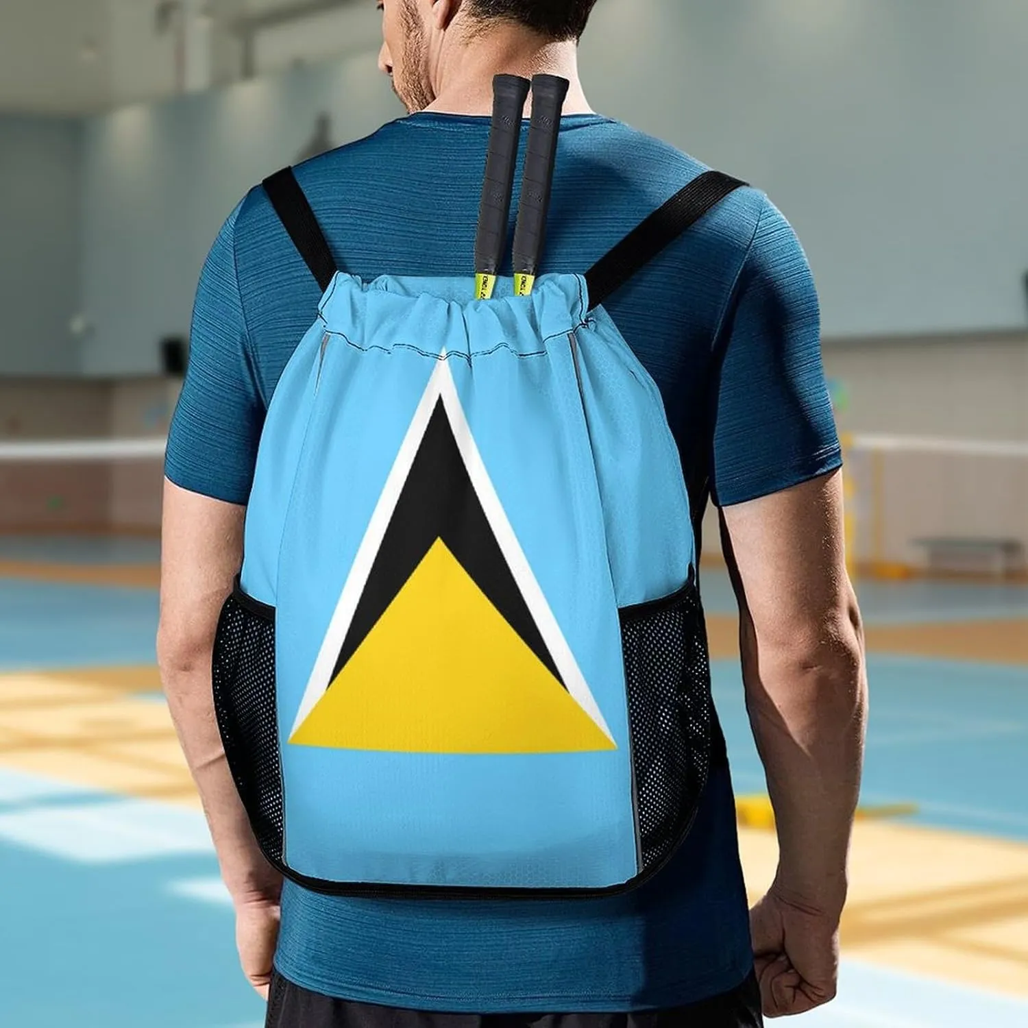 National Flag of Saint Lucia Sports Backpack with Large Mouth Design And Dry Wet Separation for Unisex