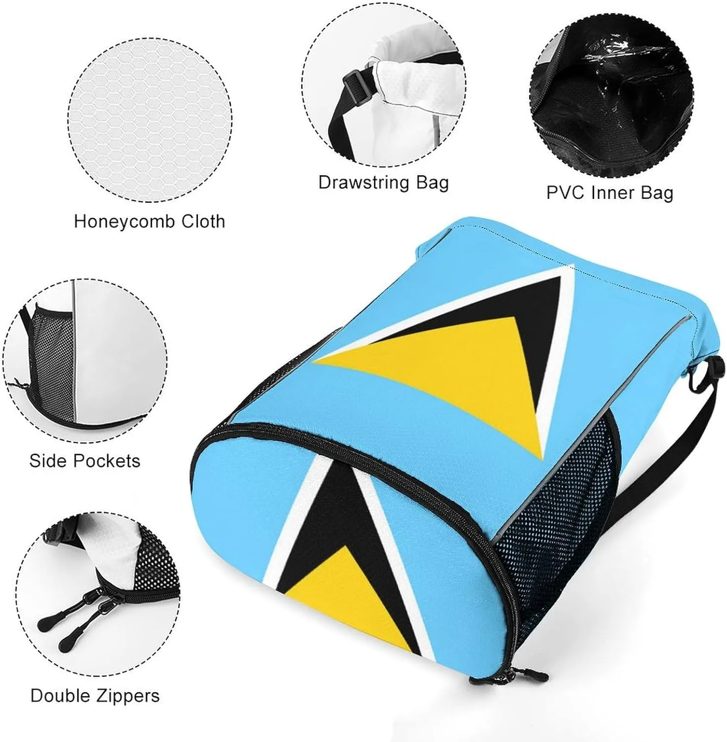 National Flag of Saint Lucia Sports Backpack with Large Mouth Design And Dry Wet Separation for Unisex
