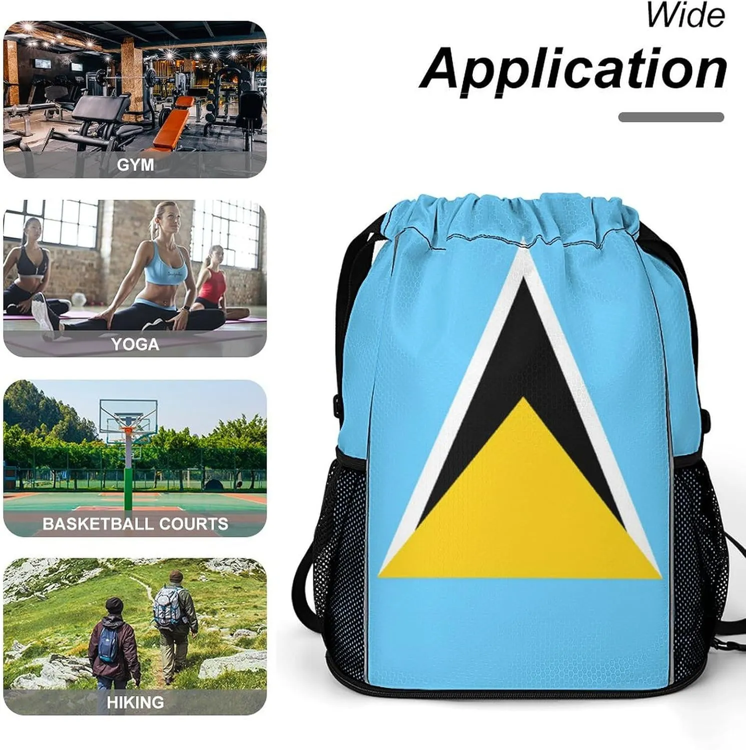 National Flag of Saint Lucia Sports Backpack with Large Mouth Design And Dry Wet Separation for Unisex