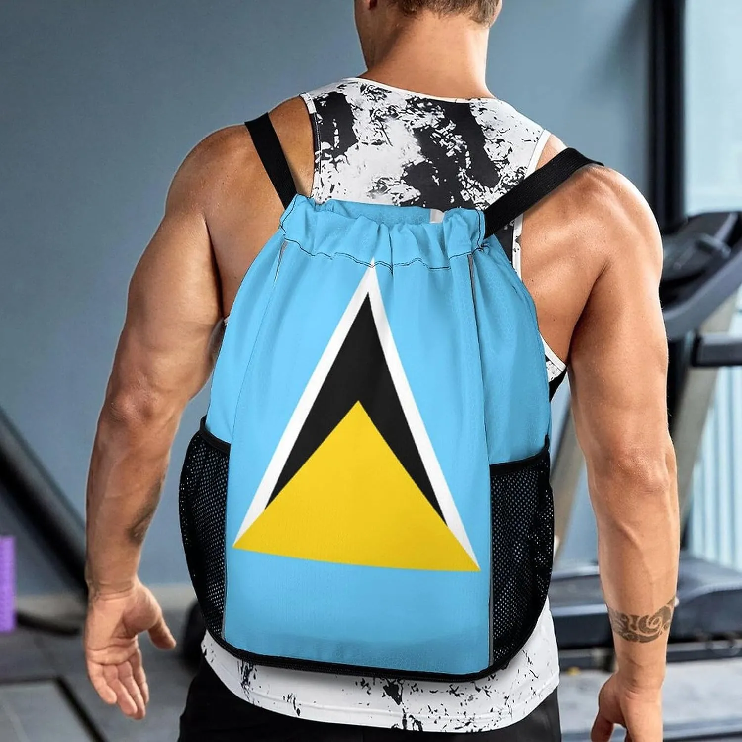 National Flag of Saint Lucia Sports Backpack with Large Mouth Design And Dry Wet Separation for Unisex