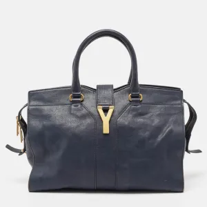 Navy Blue Leather Medium Cabas Chyc Tote