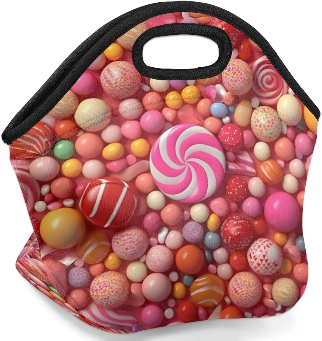 Neoprene Lunch Tote Bags for Women Men, Adult Lollipop Tote Picnic Bag, Lunch Containers Reusable High Capacity Lunch Bags for Work Travel Outdoor, Lollipop