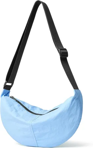 Nylon Crossbody Bag For Women Men Casual Lightweight Crescent Shoulder Hobo Purse With Wide Adjustable Strap