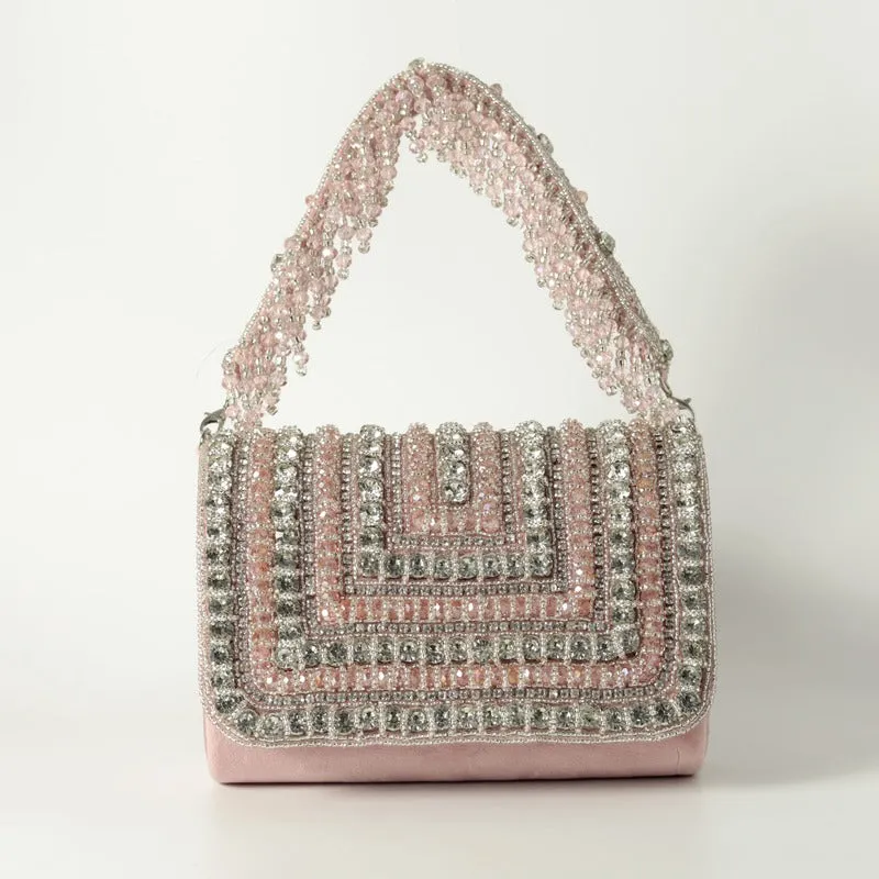 Nysa Gold Embellished Flap over Clutch Bag