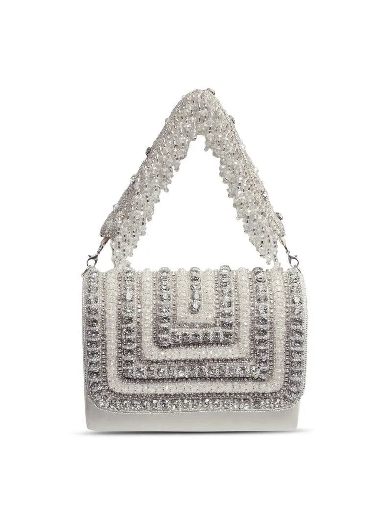 Nysa Gold Embellished Flap over Clutch Bag