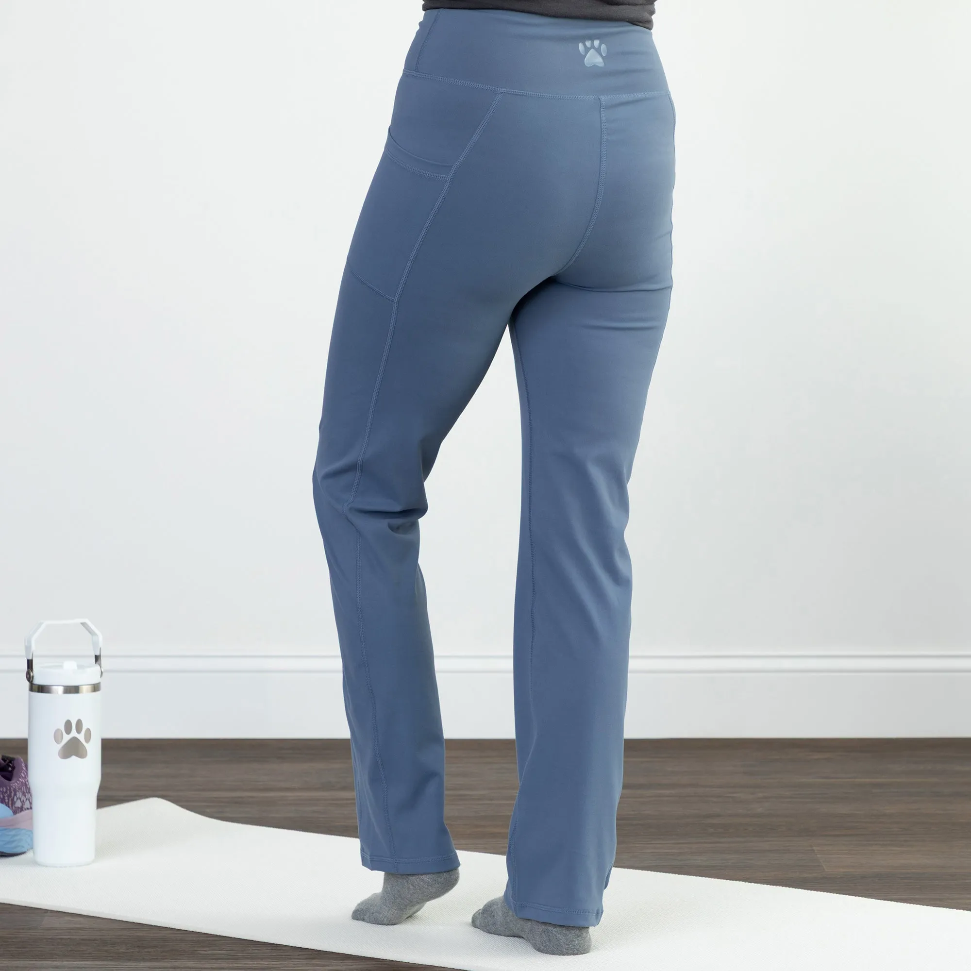 Paw Print Crossover Waist Yoga Pants with Pockets