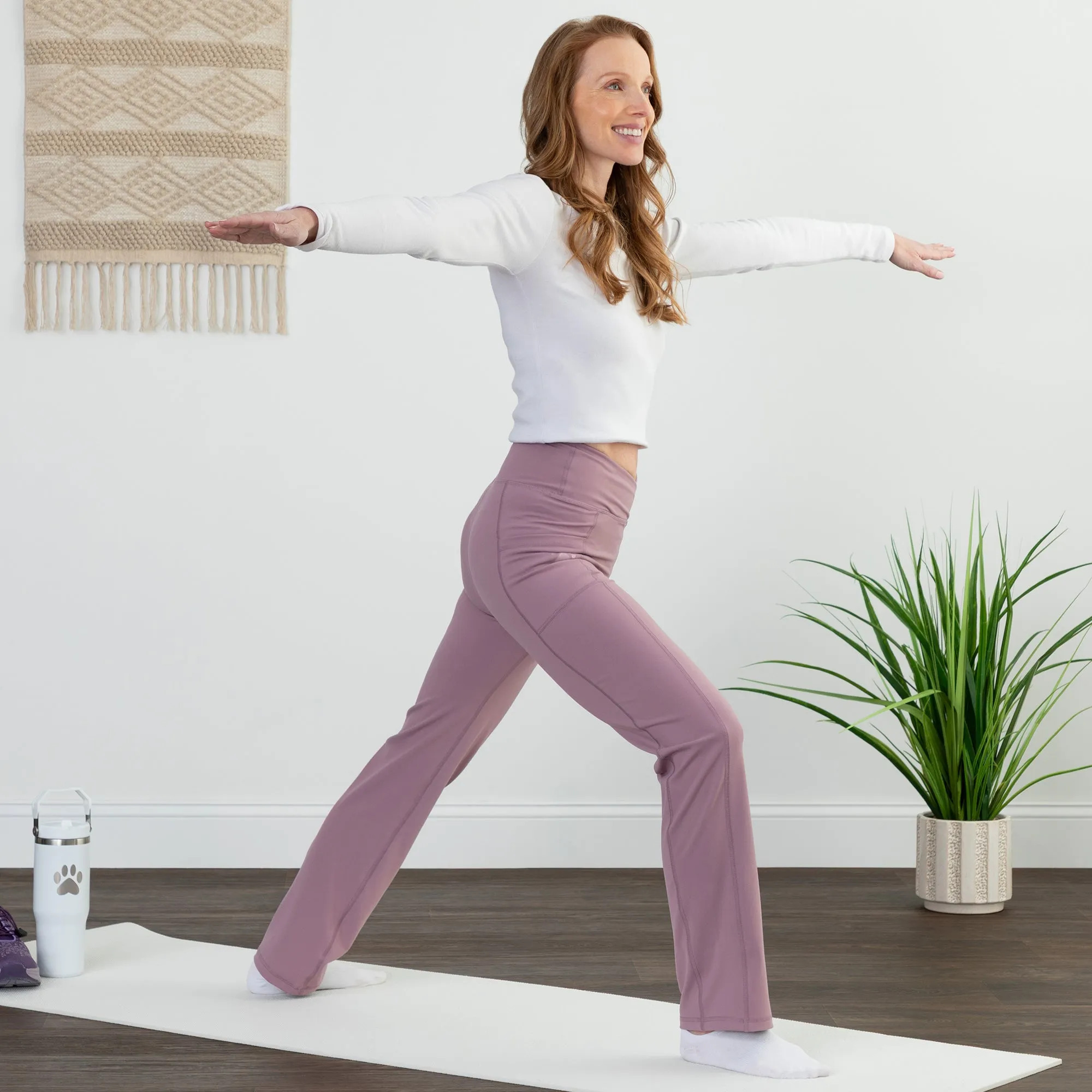 Paw Print Crossover Waist Yoga Pants with Pockets