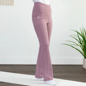 Paw Print Crossover Waist Yoga Pants with Pockets
