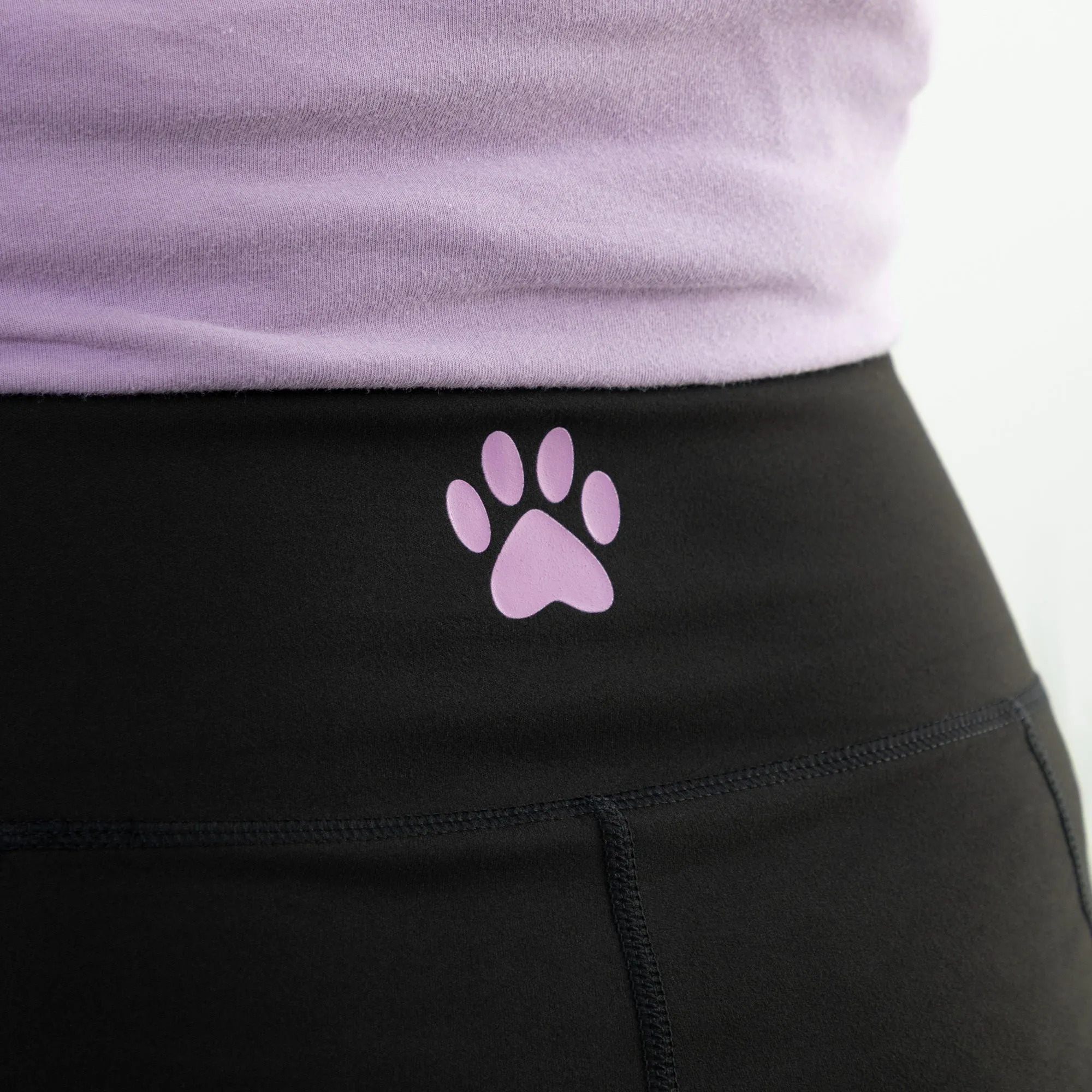 Paw Print Crossover Waist Yoga Pants with Pockets