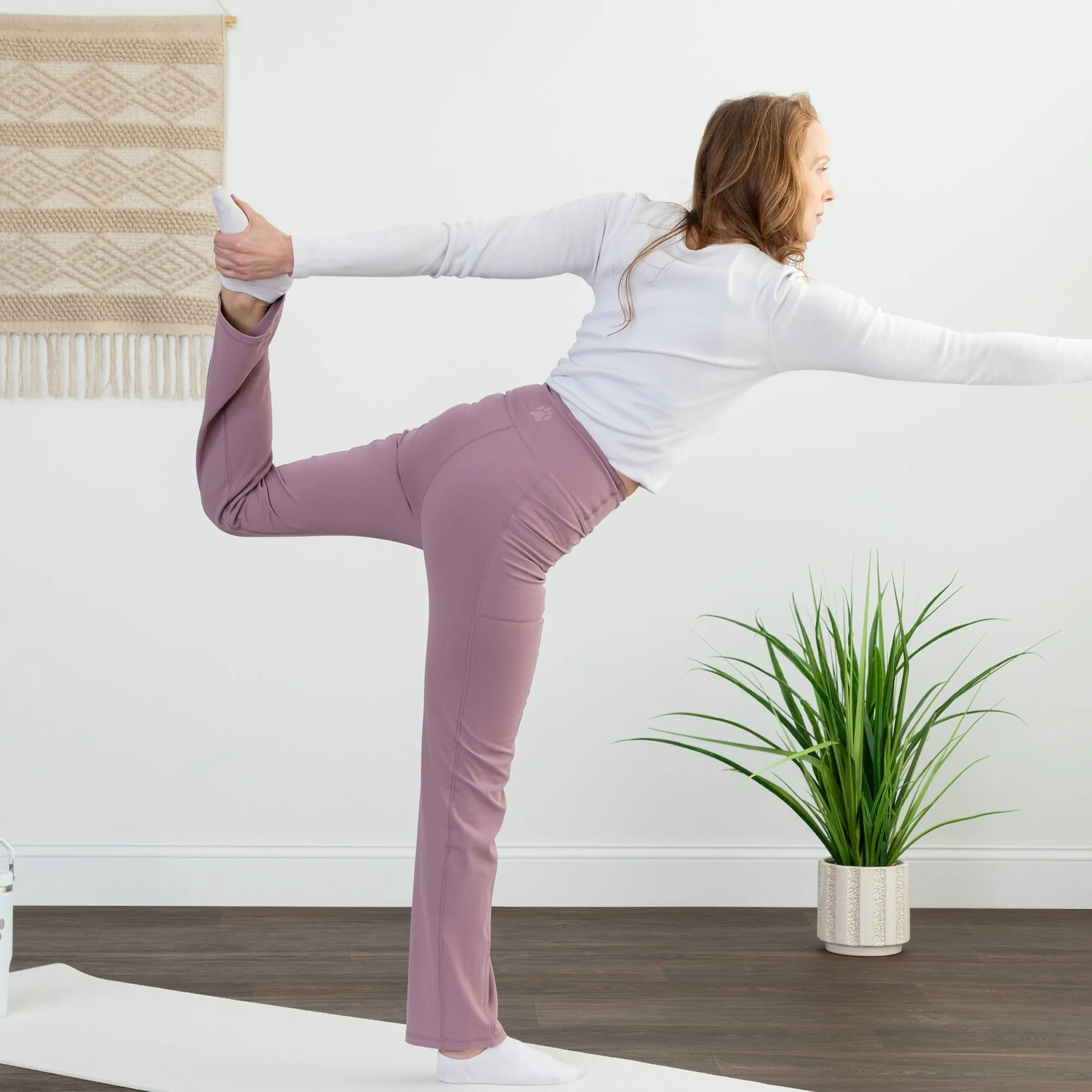 Paw Print Crossover Waist Yoga Pants with Pockets